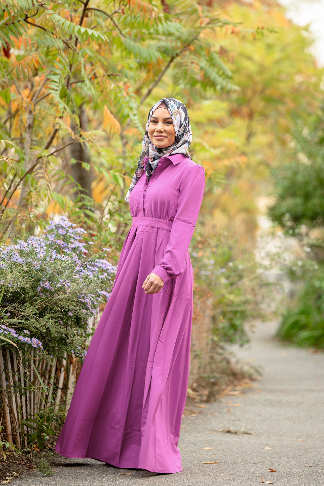 Magenta Lattice Abaya Maxi Dress-CLEARANCE