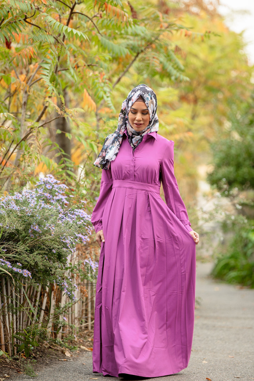 Magenta Lattice Abaya Maxi Dress-CLEARANCE