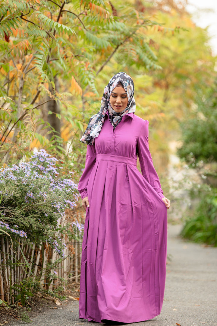 Magenta Lattice Abaya Maxi Dress-CLEARANCE