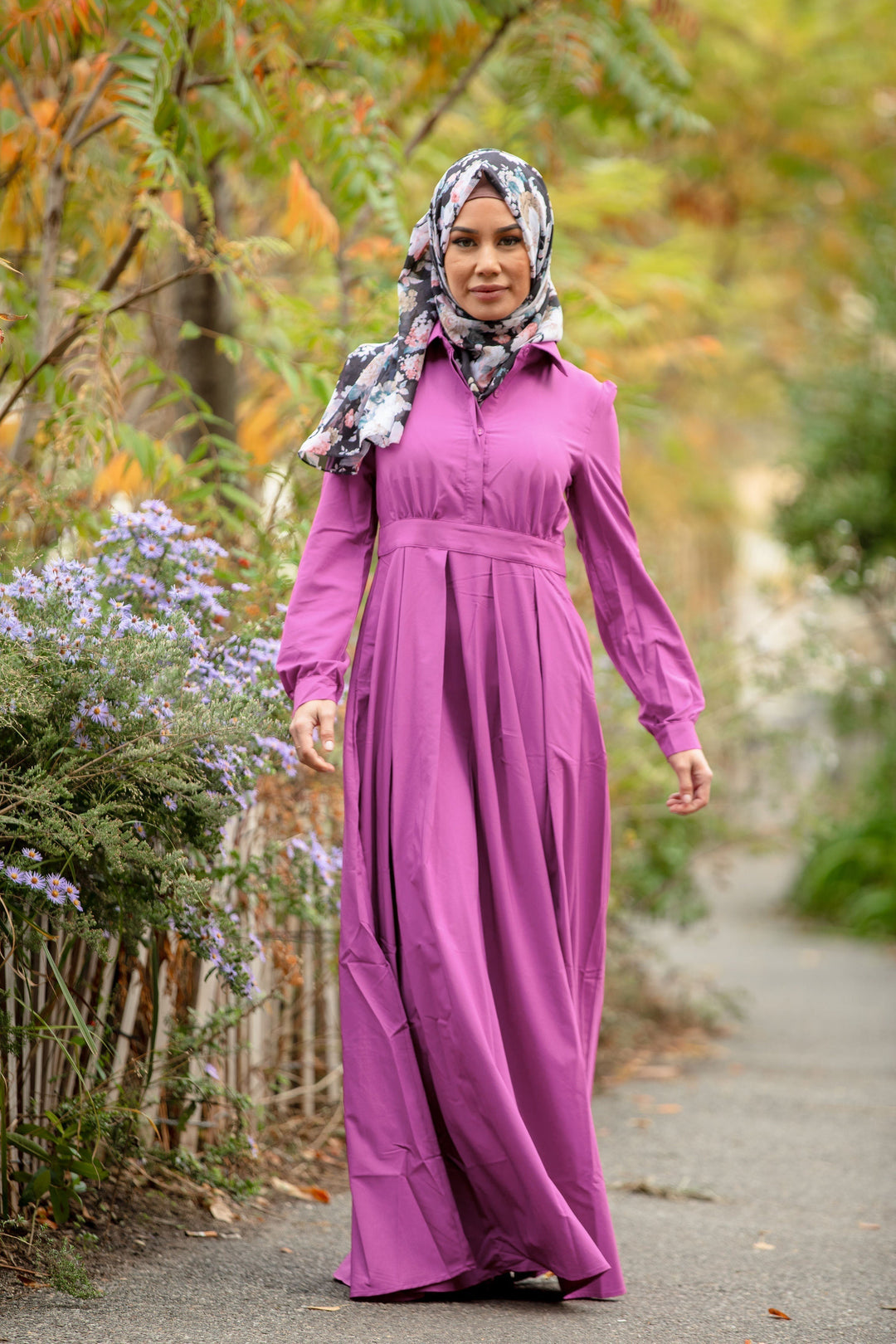 Magenta Lattice Abaya Maxi Dress-CLEARANCE