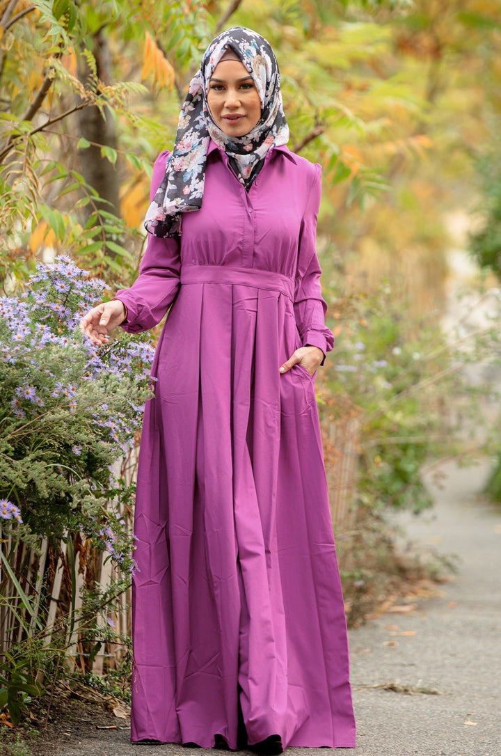 Magenta Lattice Abaya Maxi Dress-CLEARANCE