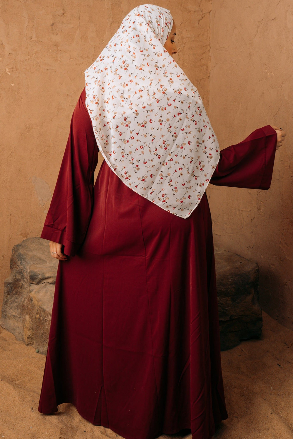 Maroon Kimono Sleeve Abaya