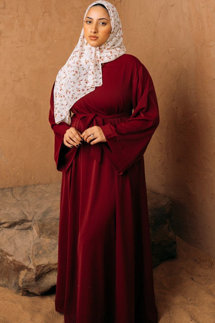 Maroon Kimono Sleeve Abaya-PREORDER