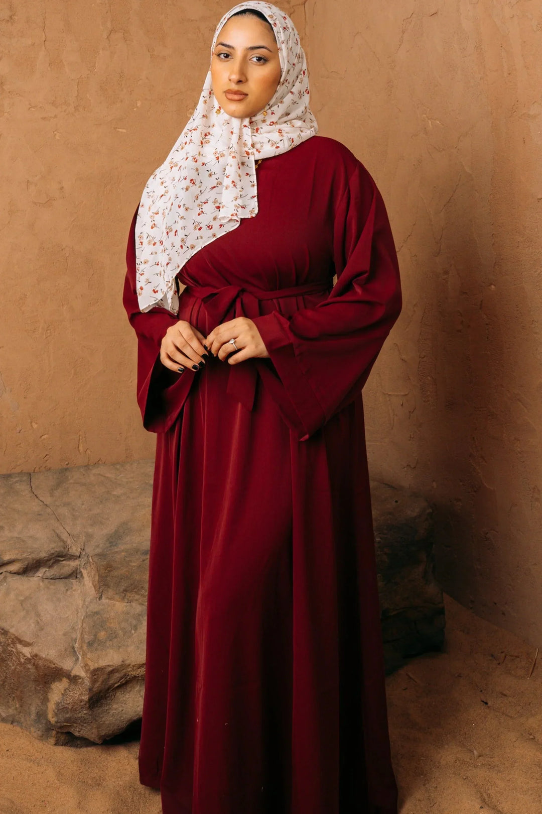 Maroon Kimono Sleeve Abaya-CLEARANCE