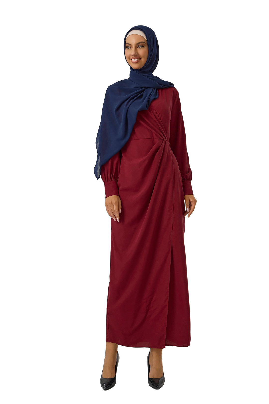 Maroon Wrap Maxi Dress