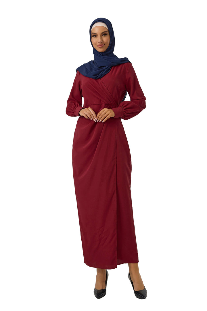 Maroon Wrap Maxi Dress