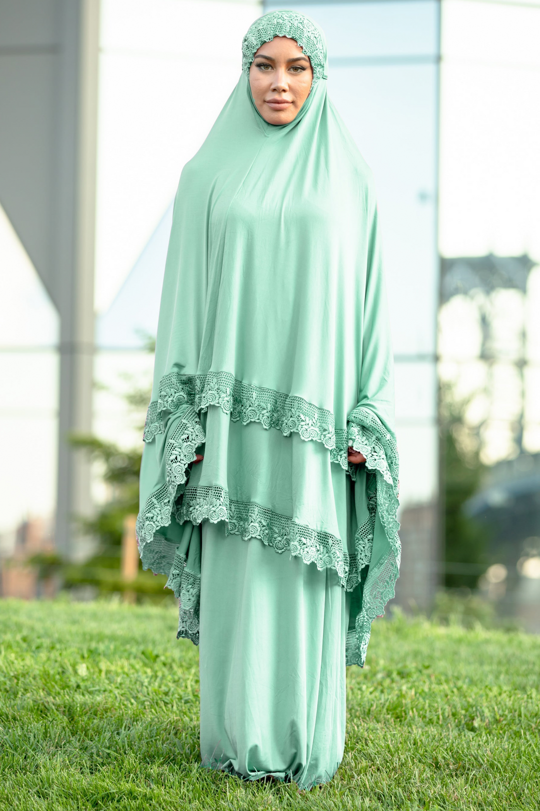 Mint Two Piece Lace Salah Prayer Outfit