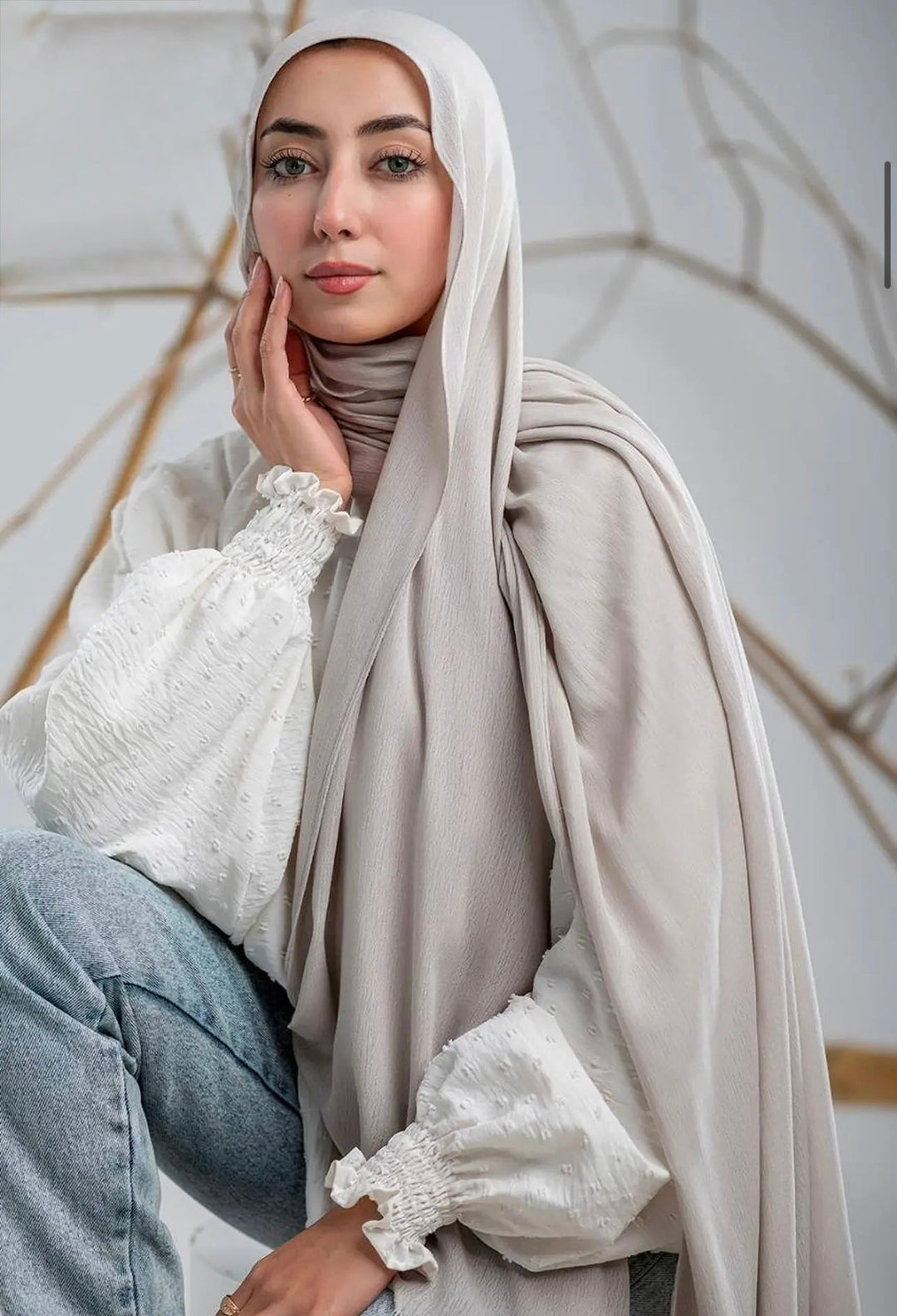 Mushroom Modal Fringe Edge Hijab
