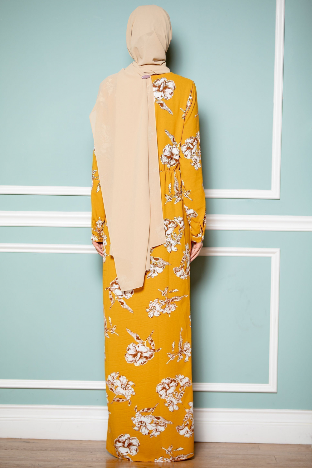 Mustard Floral Non-Sheer Maxi Cardigan-CLEARANCE