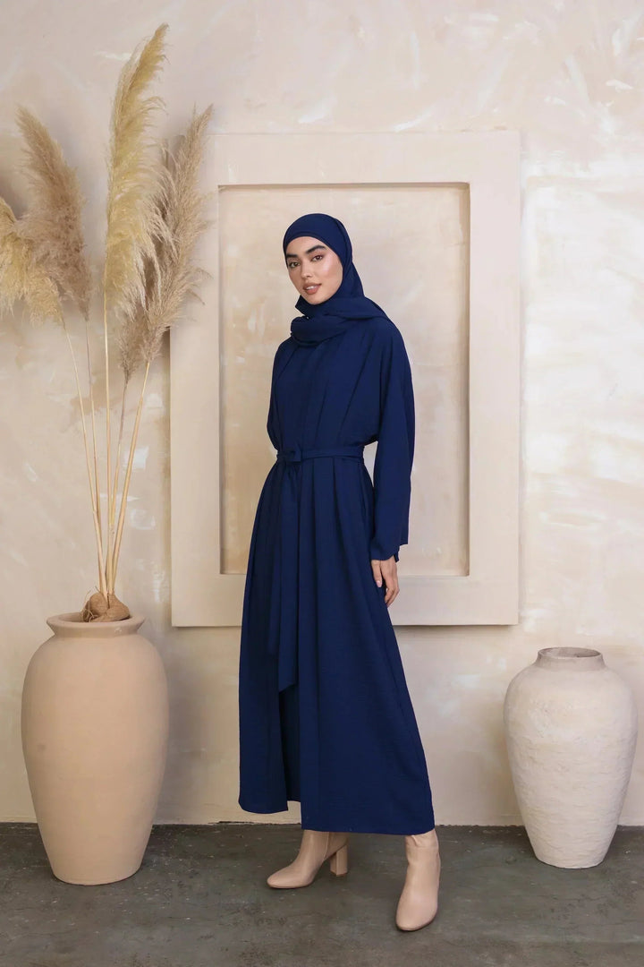 Navy Four Piece Open Abaya Set