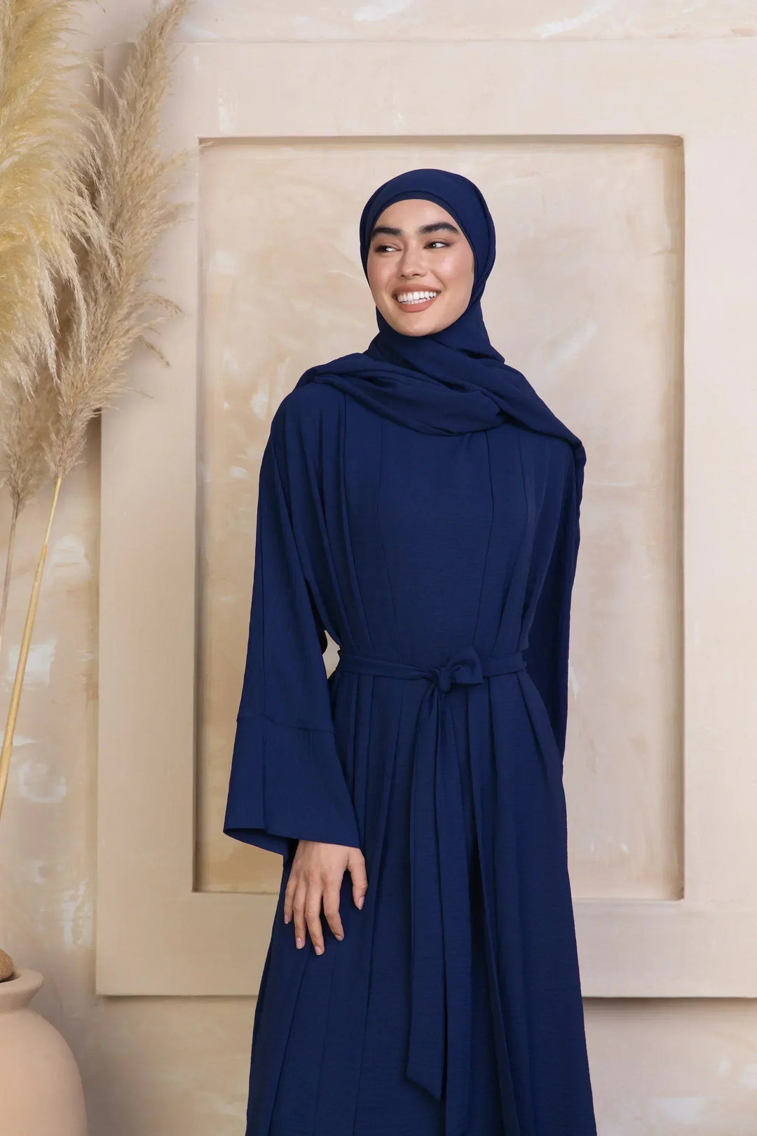 Navy Four Piece Open Abaya Set