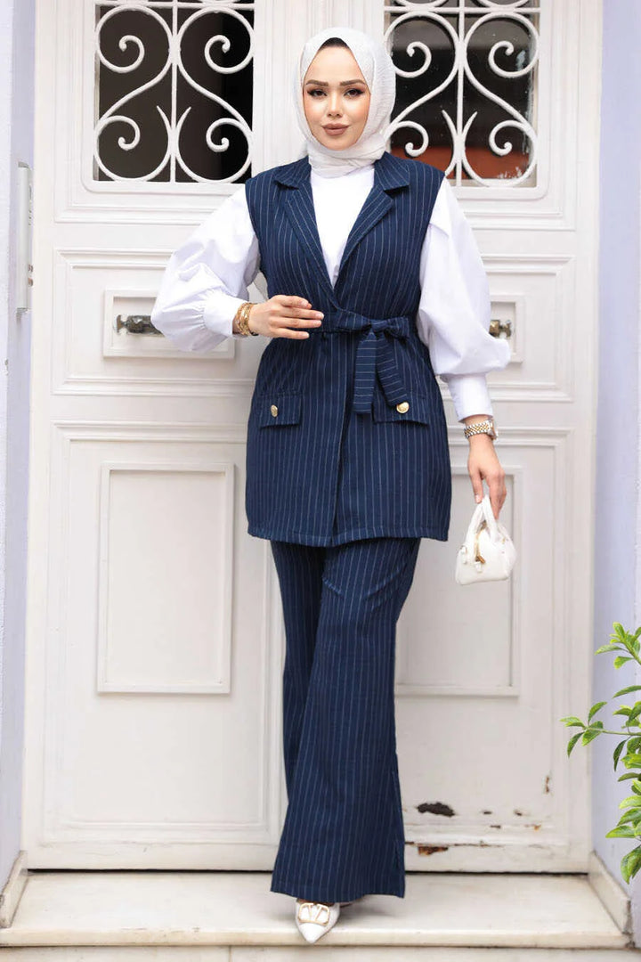 Navy Vest and Pants Suit Set