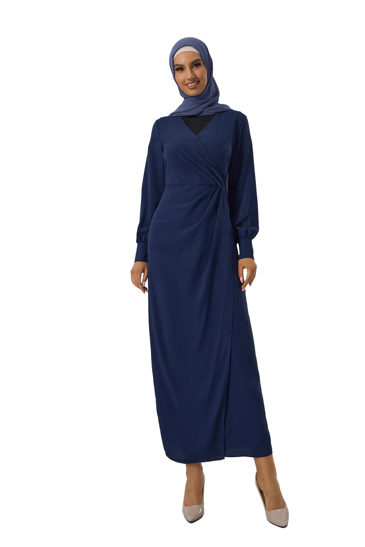 Navy Wrap Maxi Dress-CLEARANCE