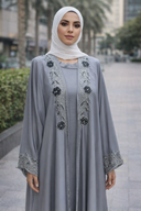 Noor Gray Sequin Abaya Set