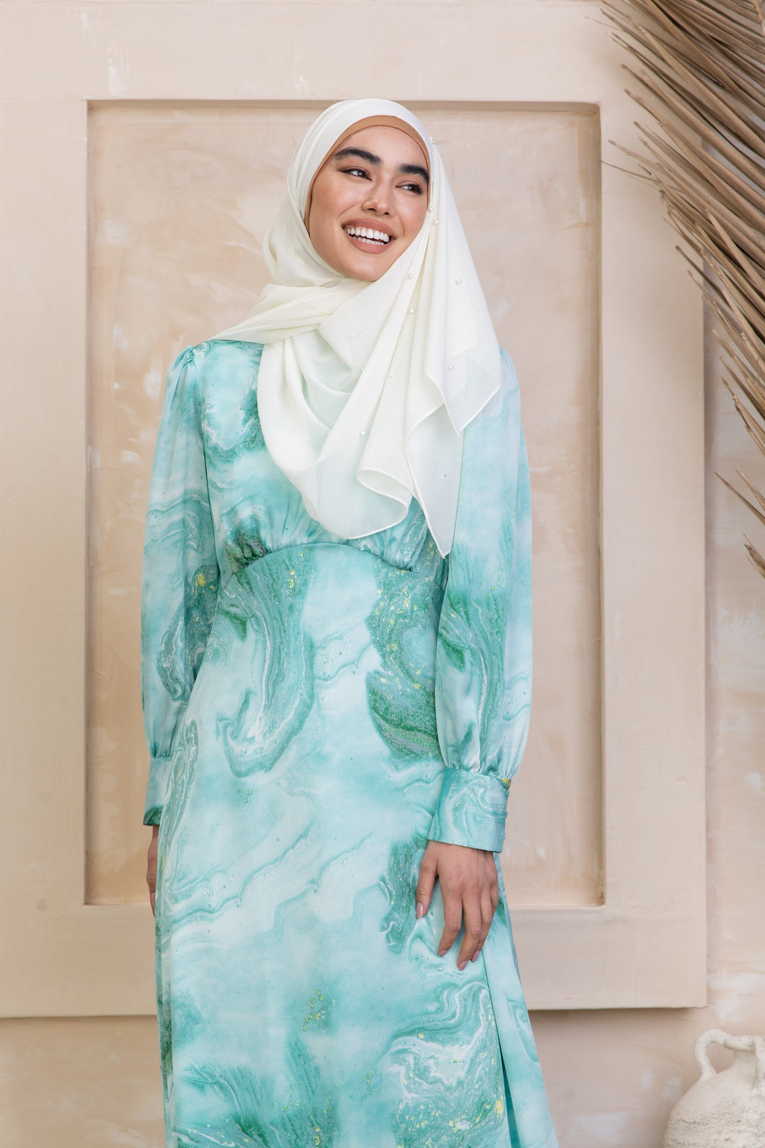 Off-White Pearl Chiffon Hijab - Urban Modesty