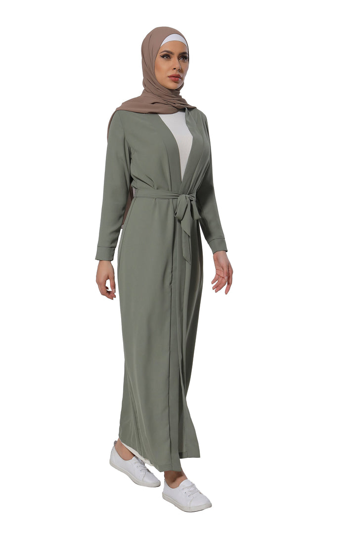 Olive Belted Open Abaya-CLEARANCE