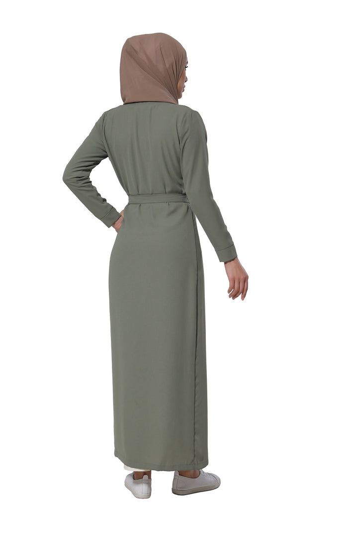 Olive Belted Open Abaya-CLEARANCE