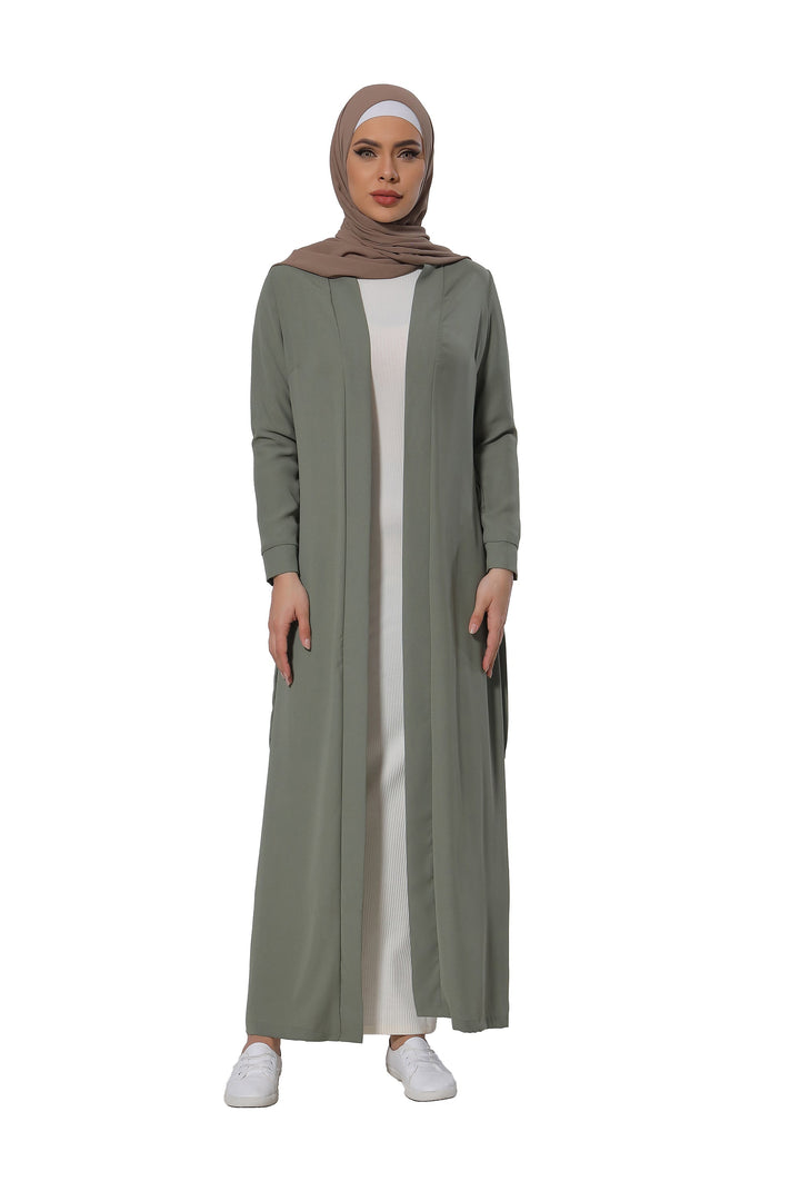 Olive Belted Open Abaya-CLEARANCE