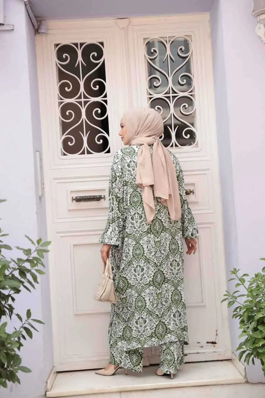 Olive Damask Cardigan and Pants Set One Size S XL