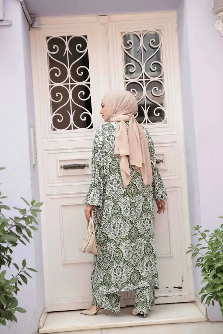 Olive Damask Cardigan and Pants Set One Size S XL