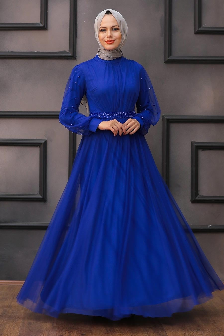 Pearl Belted Long Sleeve Gown (More Colors) - Urban Modesty