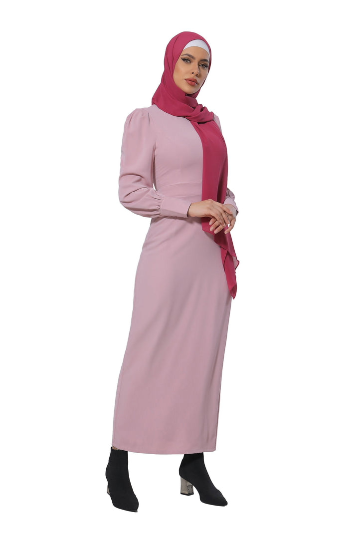 Pink Perfectly Pencil Long Sleeve Maxi Dress-CLEARANCE