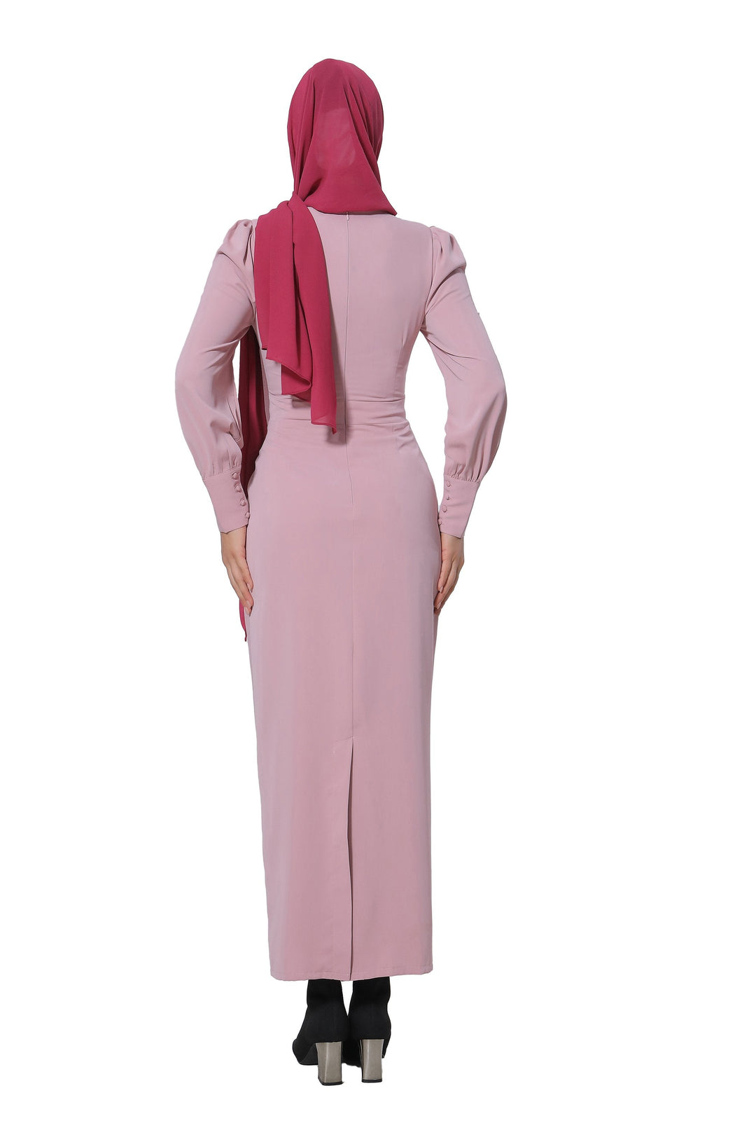 Pink Perfectly Pencil Long Sleeve Maxi Dress-CLEARANCE