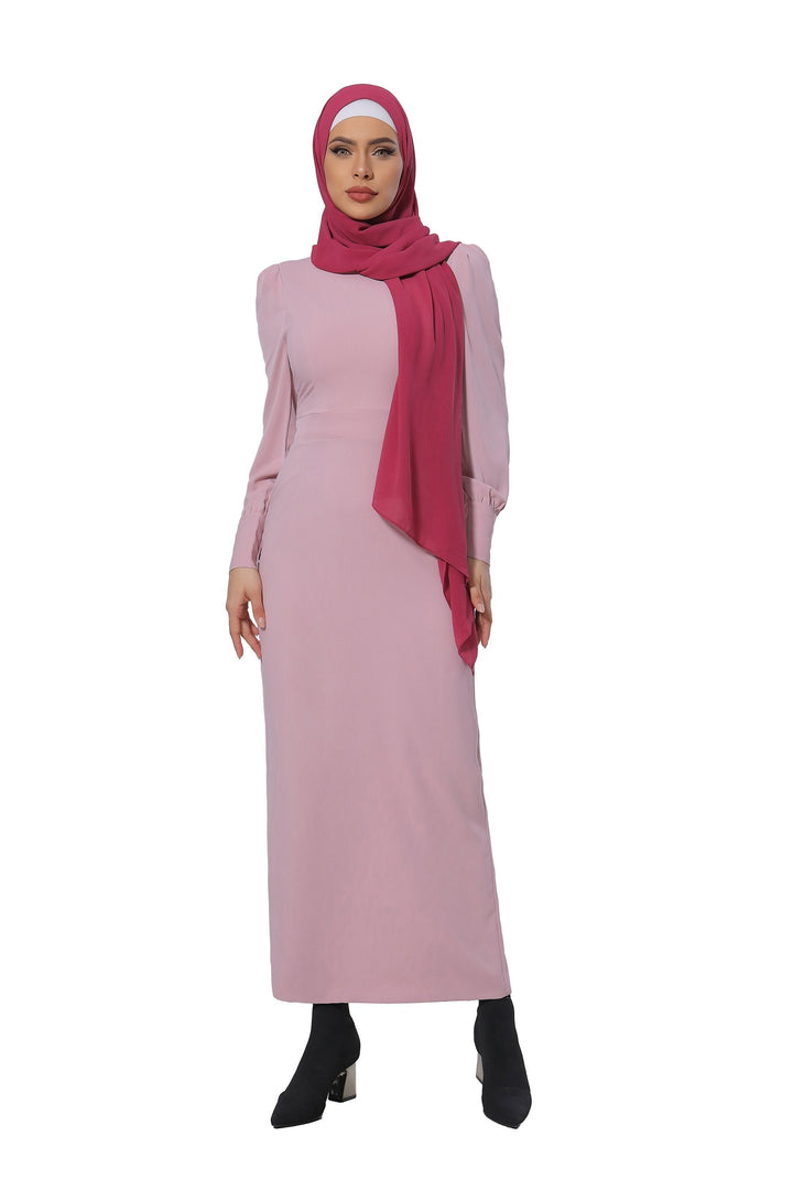 Pink Perfectly Pencil Long Sleeve Maxi Dress-CLEARANCE