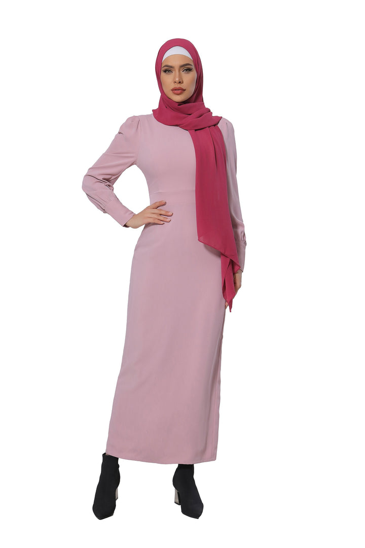 Pink Perfectly Pencil Long Sleeve Maxi Dress-CLEARANCE