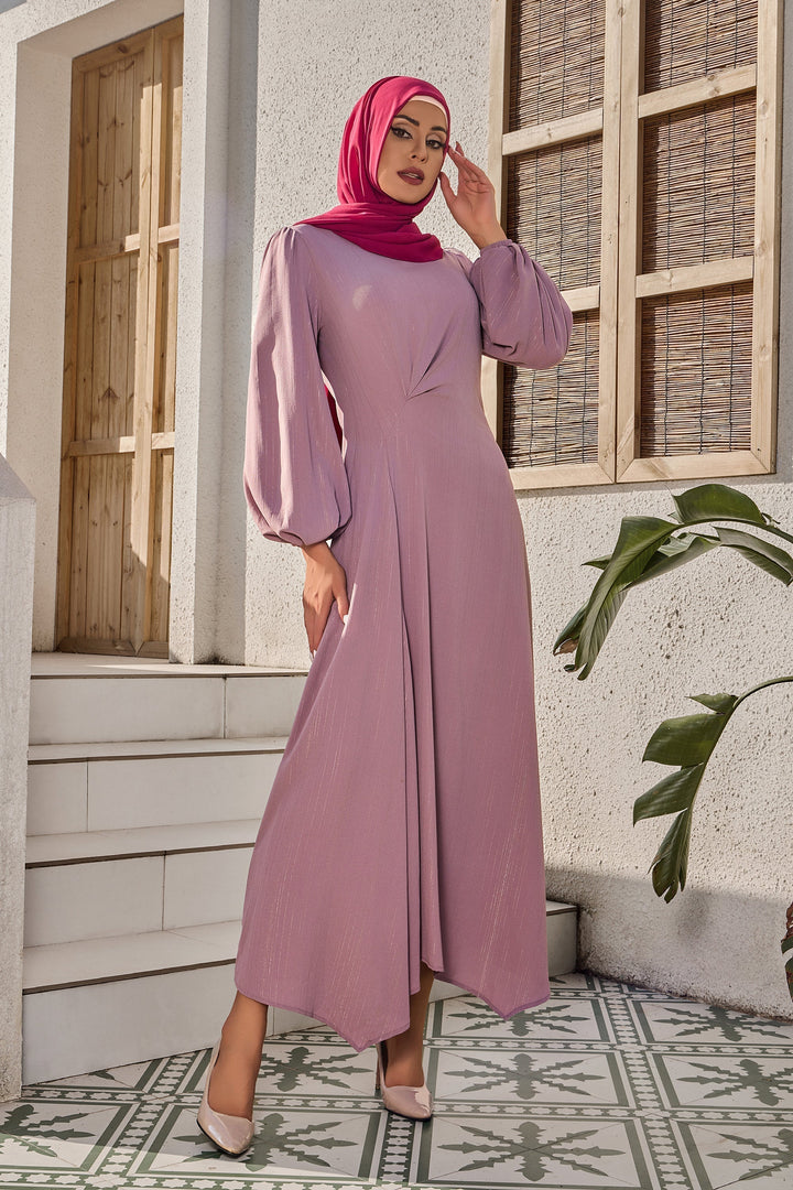 Pinky Pink Metallic Pinstripe Long Sleeve Maxi Dress