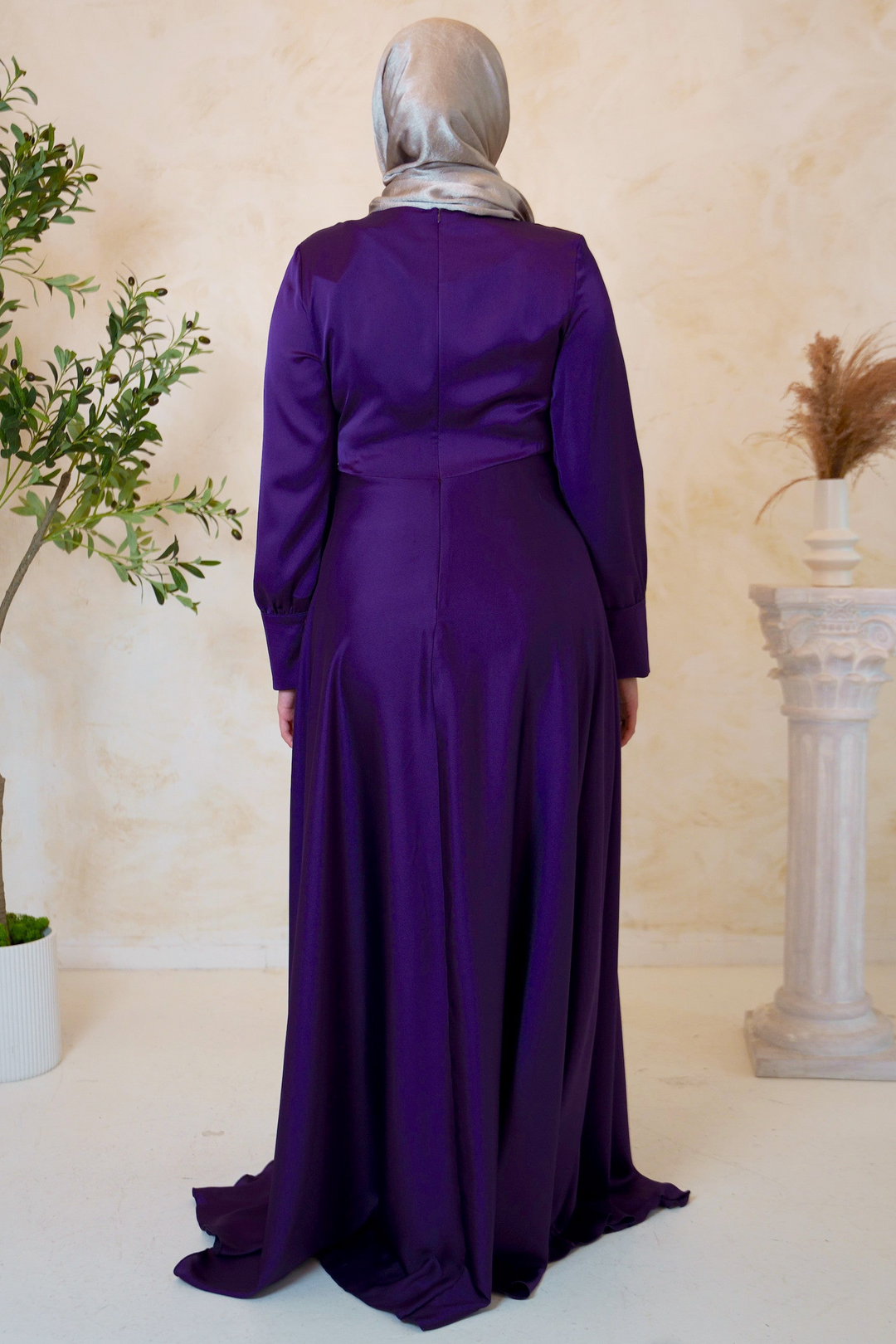 Purple Diana Side Knot Satin Gown