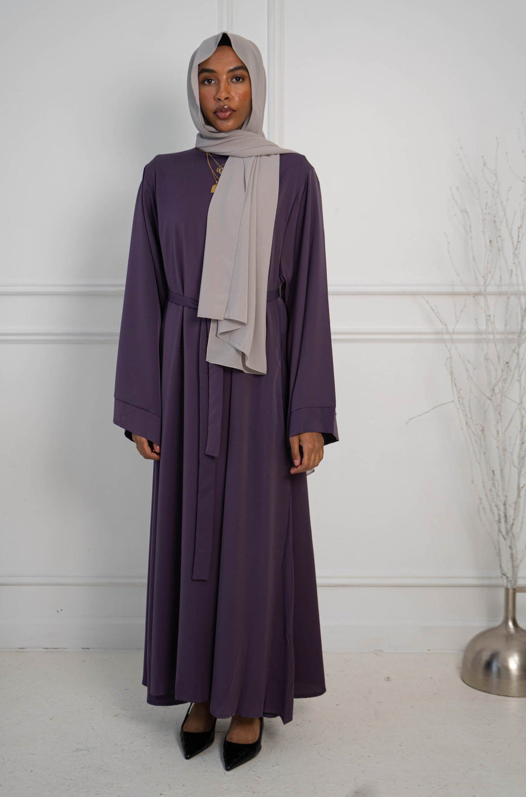 Purple Kimono Sleeve Abaya Maxi Dress