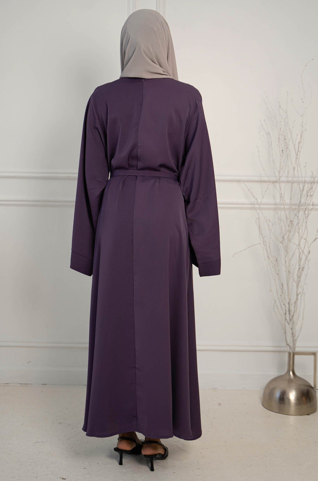 Purple Kimono Sleeve Abaya Maxi Dress