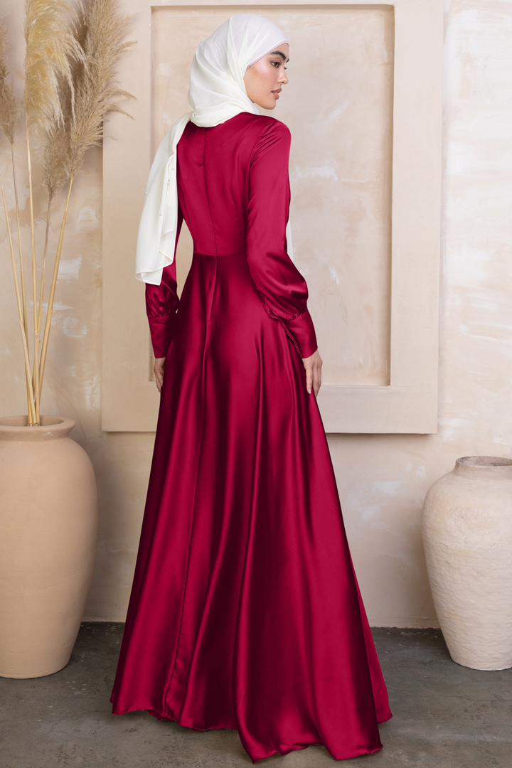 Red Diana Side Knot Satin Gown