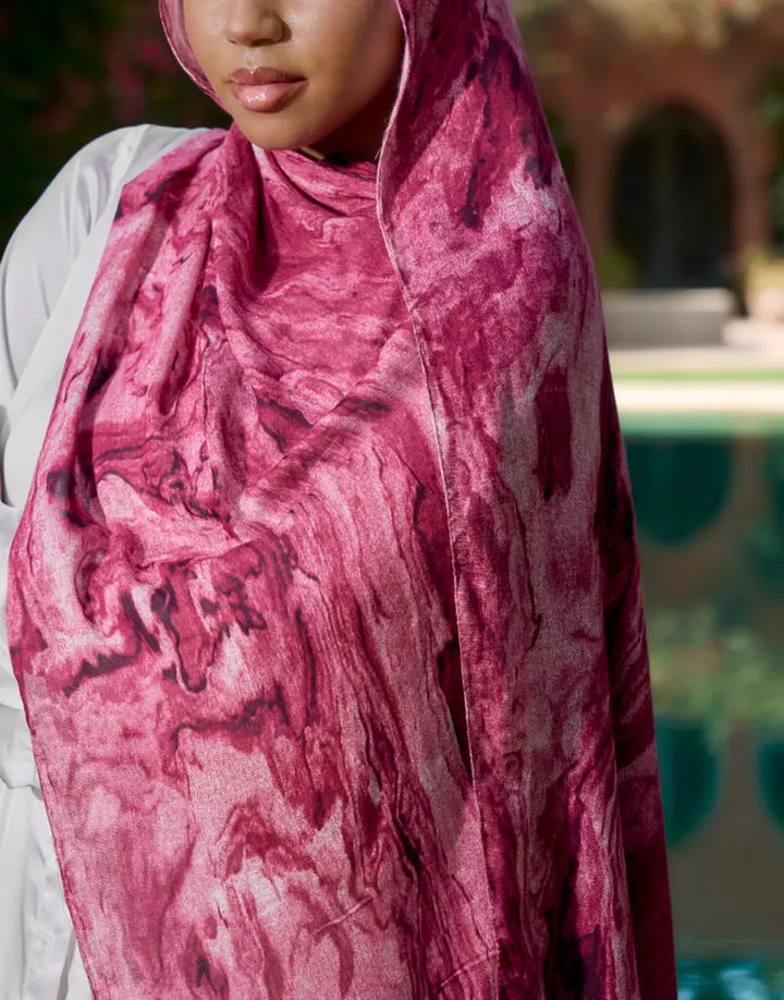 Red Marble Modal Hijab