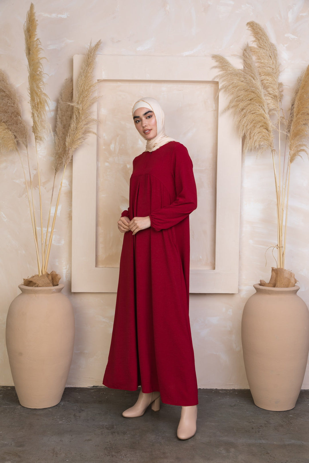 Red Sheath Abaya Maxi Dress-CLEARANCE