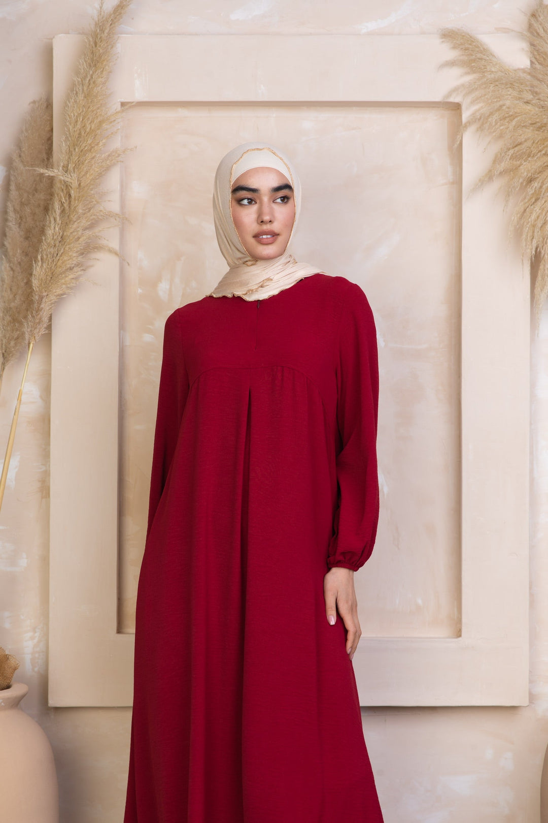 Red Sheath Abaya Maxi Dress-CLEARANCE