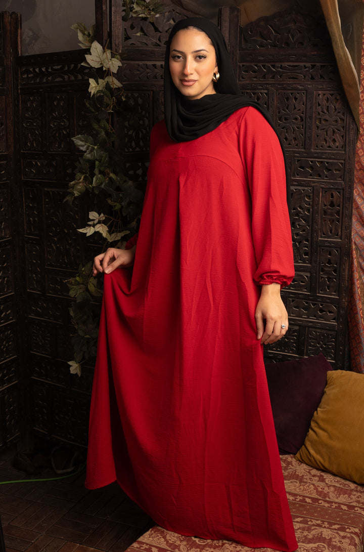 Red Sheath Abaya Maxi Dress-CLEARANCE