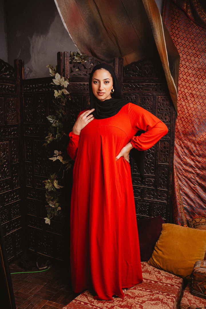 Red Sheath Abaya Maxi Dress-CLEARANCE