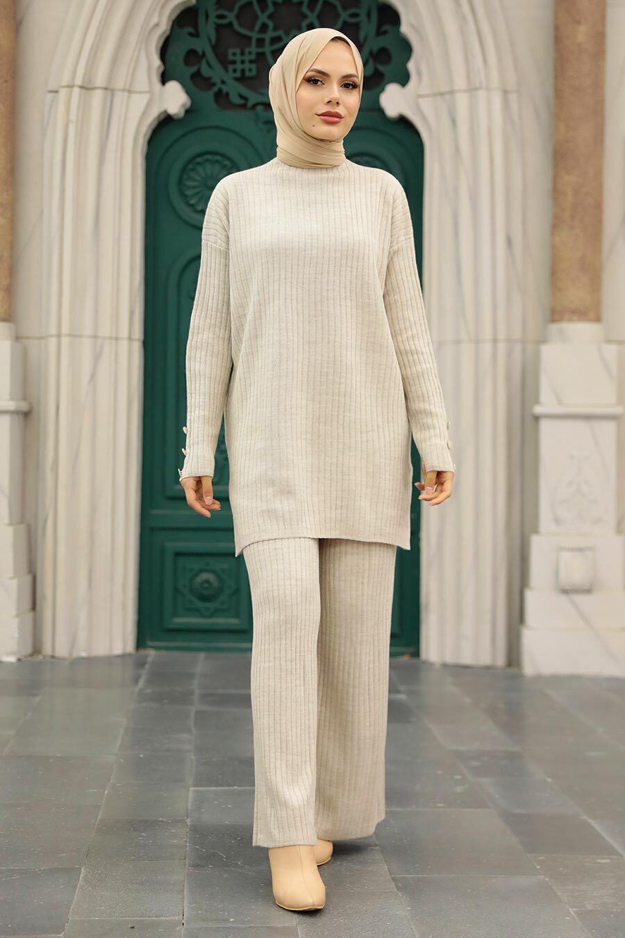 Ribbed Turtleneck Tunic and Pants Set - Urban Modesty