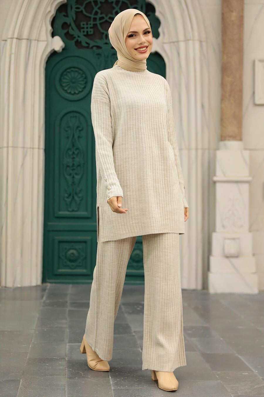 Ribbed Turtleneck Tunic and Pants Set - Urban Modesty