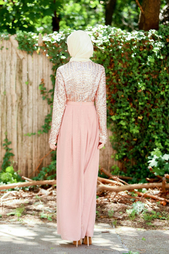 Rose Gold Chevron Sequin Gown