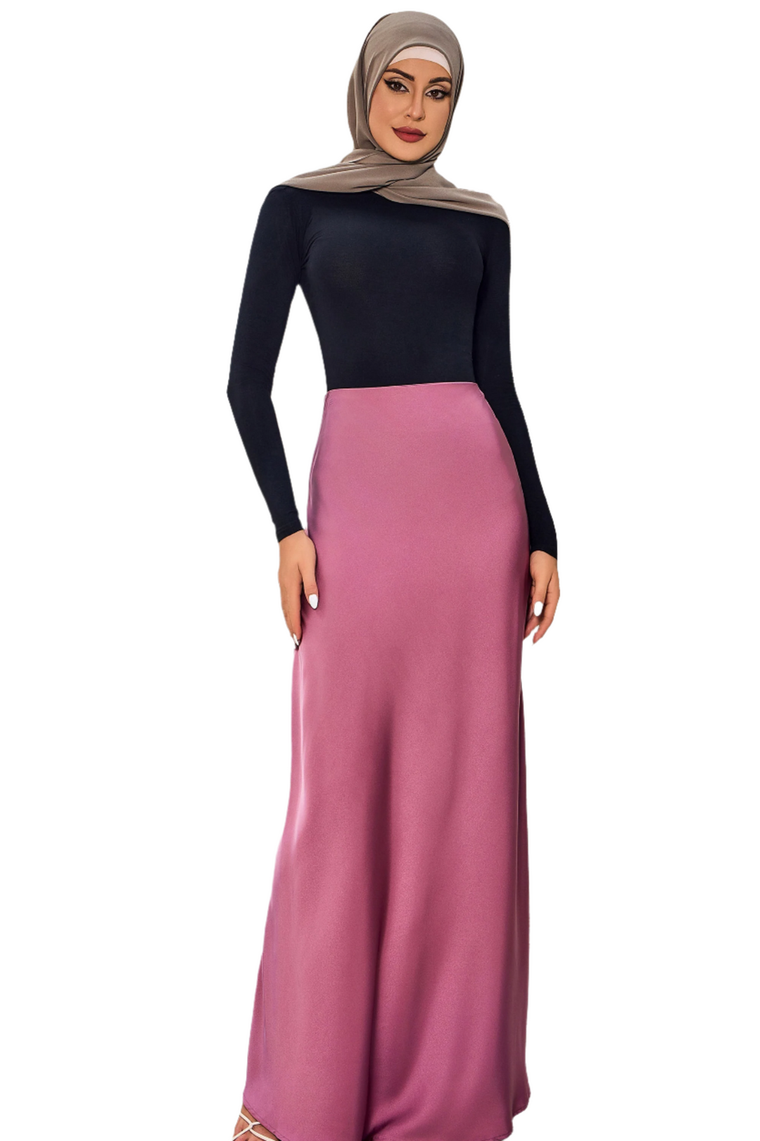 lilac Satin Maxi Skirt - Urban Modesty