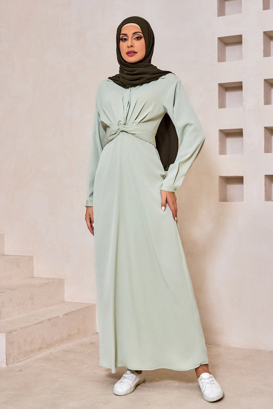 Sage Criss Cross Button Down Maxi Dress-CLEARANCE