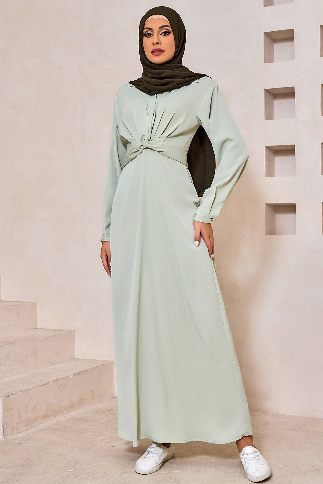 Sage Criss Cross Button Down Maxi Dress-CLEARANCE