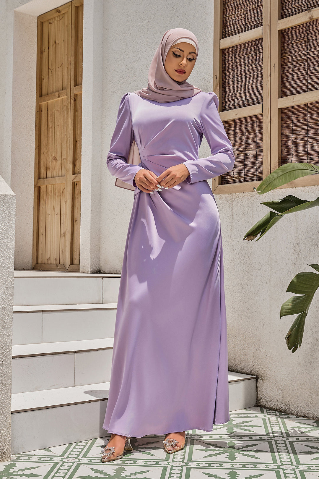 Satin Faux Wrap Side Tie Maxi Dress (More Colors Available)-CLEARANCE