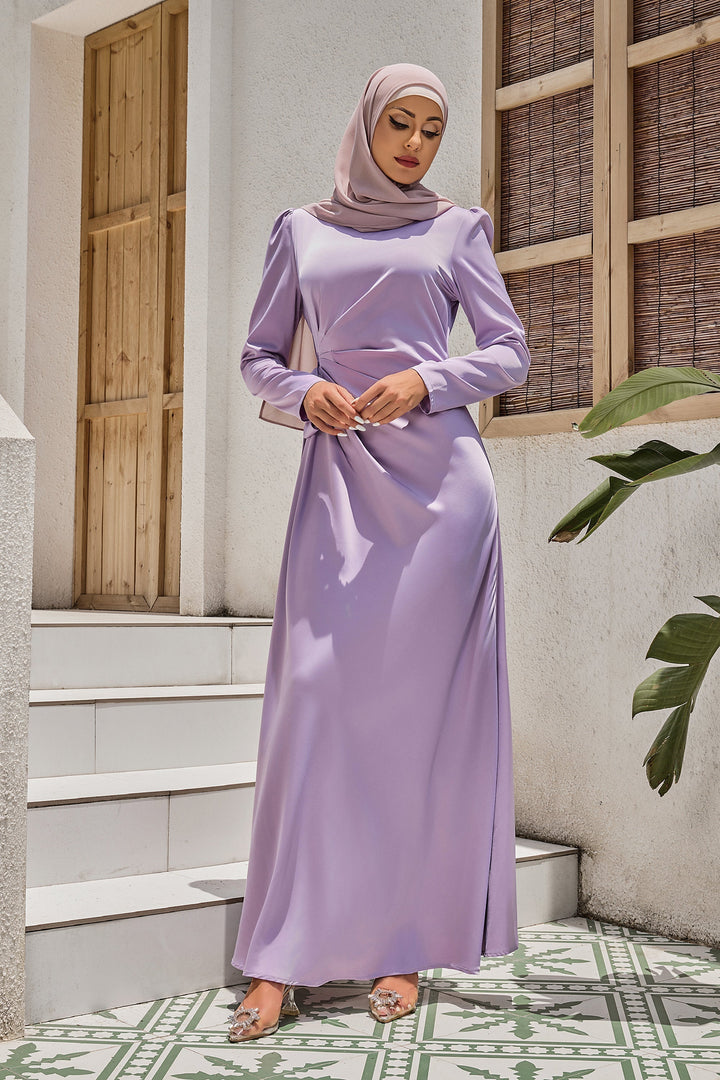 Satin Faux Wrap Side Tie Maxi Dress (More Colors Available)-CLEARANCE