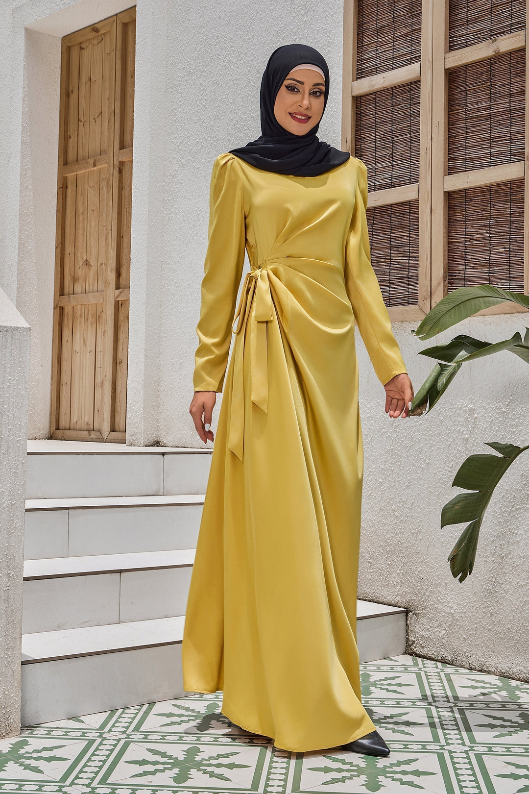 Satin Faux Wrap Side Tie Maxi Dress (More Colors Available)-CLEARANCE