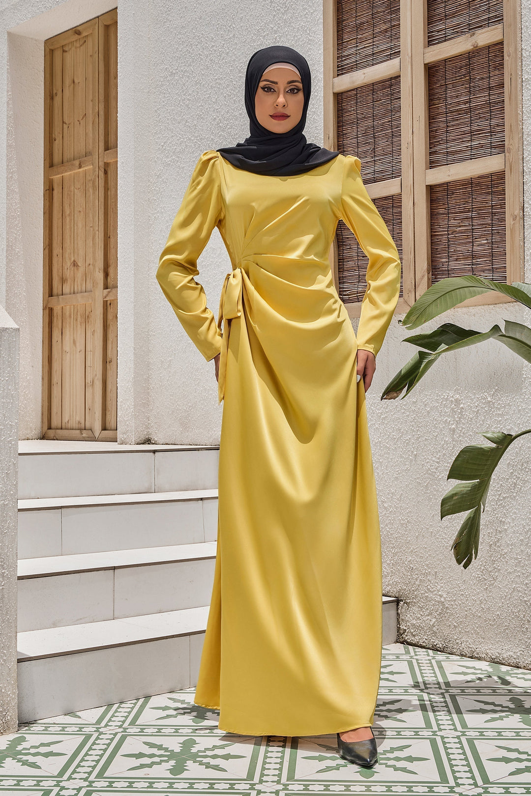 Satin Faux Wrap Side Tie Maxi Dress (More Colors Available)-CLEARANCE