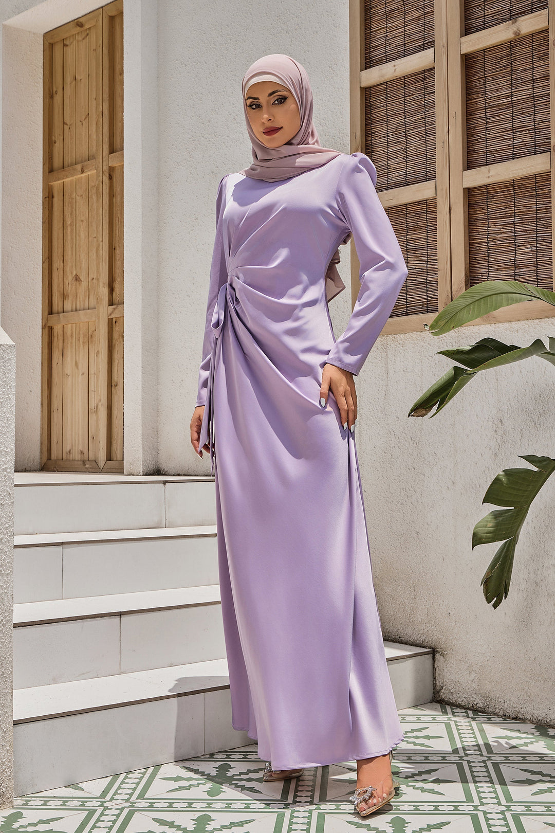 Satin Faux Wrap Side Tie Maxi Dress (More Colors Available)-CLEARANCE